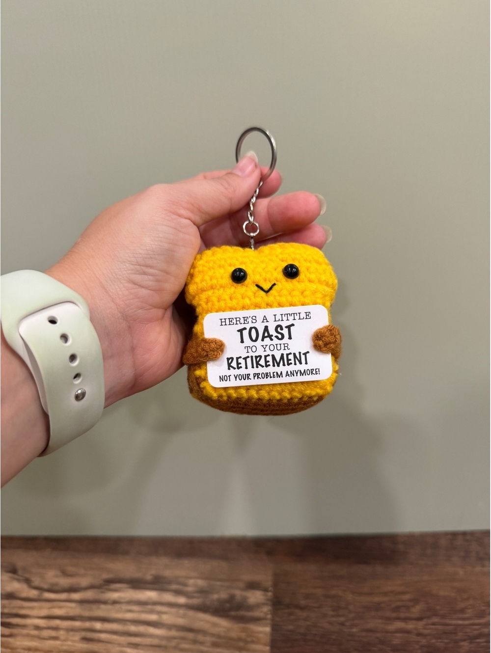 Crochet Toast Retirement Keychain Plush